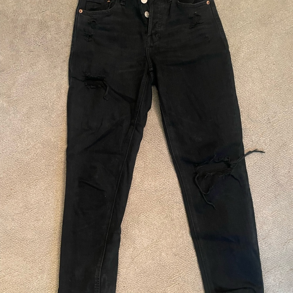 Classic Black Distressed Straight Leg Jeans. Daze